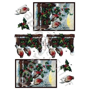 3D Ark Papirgalleriet.dk Vinterlandskab Fugle 13871 