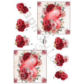 3D Ark Papirgalleriet.dk Hjerte & Roser 13876