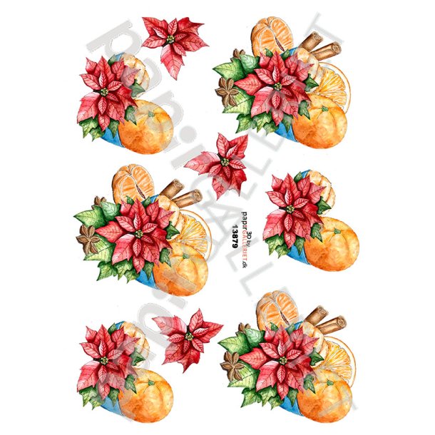 3D Ark Papirgalleriet.dk Julestjerne &amp; Frugt 13879