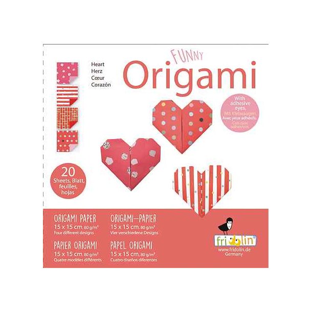 Origami - Foldepapir Funny 15x15 80g Hearts 2020123 Svrhedsgrad Easy
