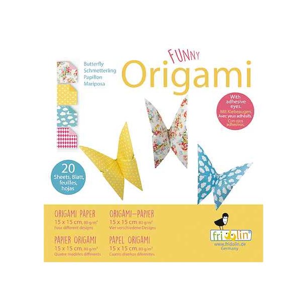 Origami Foldepapir Funny 15x15 80g Sommerfugle 2020128 Svrhedsgrad Easy