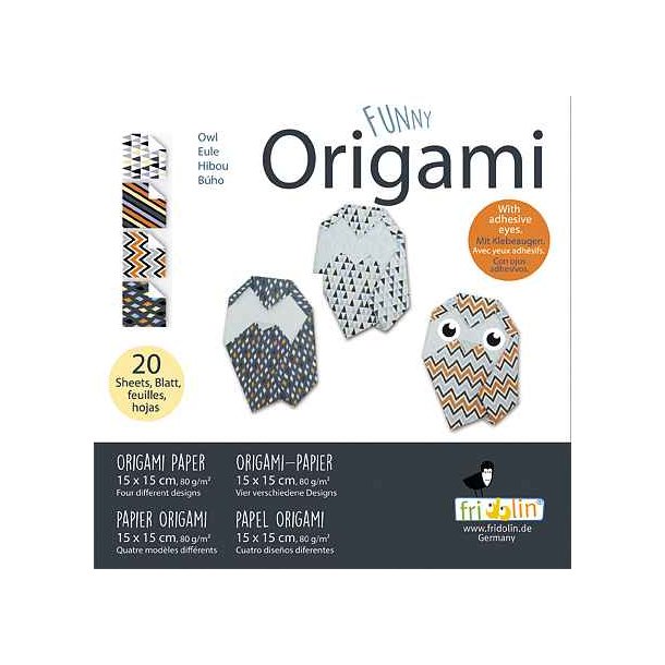 Origami Foldepapir Funny 15x15 80g Ugler 2020122 Svrhedsgrad:Easy