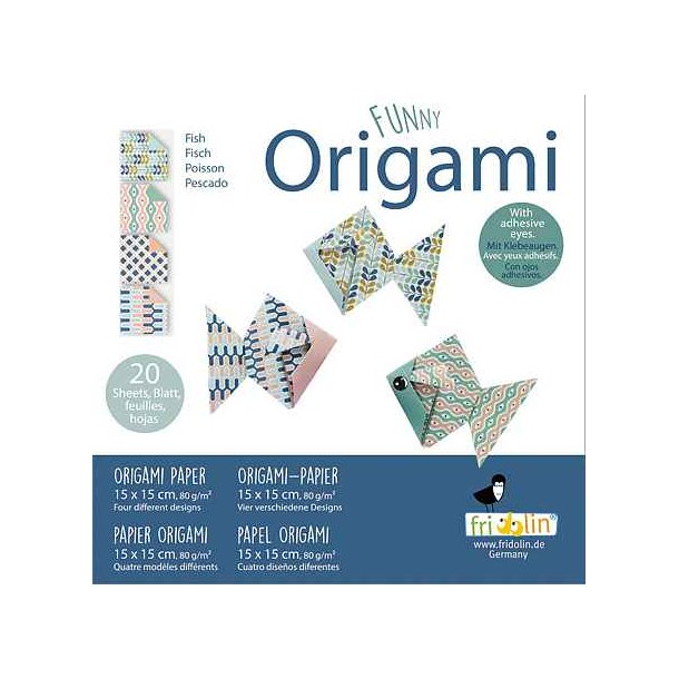 Origami Foldepapir Funny 15x15cm 80g Fisk 2020136 Svrhedsgrad Easy