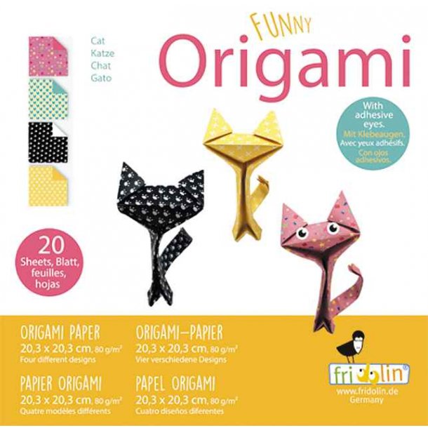 Origami Foldepapir Funny 20,3x20,3cm 80g Katte 2020131 Svrhedsgrad Hard