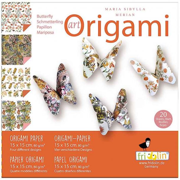 Origami - Foldepapir Art Maria Sibylla 15x15cm 80g Sommerfugle 2020147 Svrhedsgrad Normal