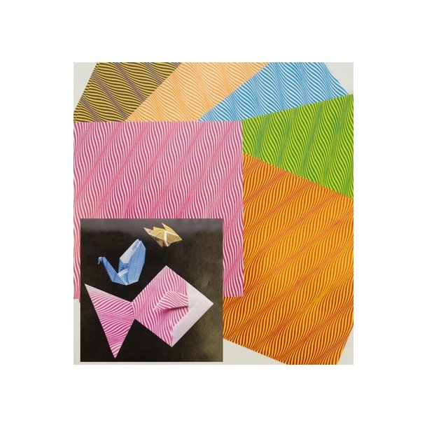 Origami - Foldepapir 15x15cm The Wave 18 ark 6 farver 