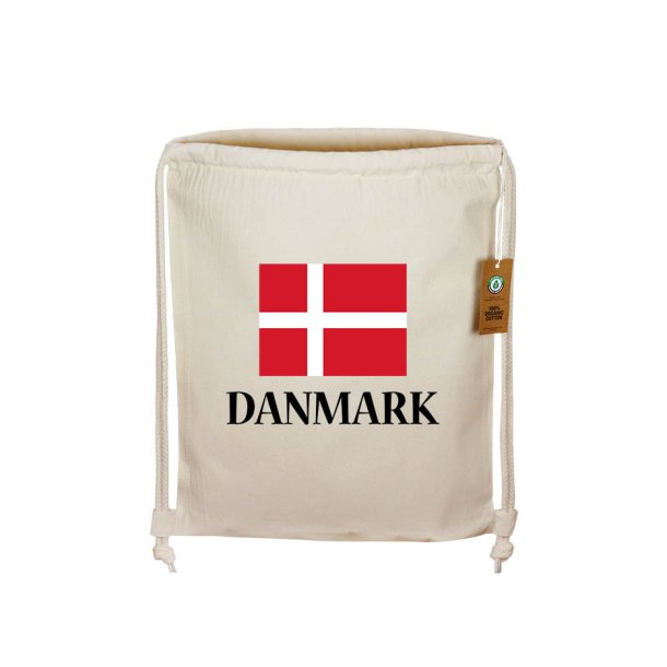 Udsøgt gave lade Gymnastikpose Økologisk Naturfarvet Bomuld - Danmark Dannebrog Flag - Tasker  & Punge - Papirgalleriet