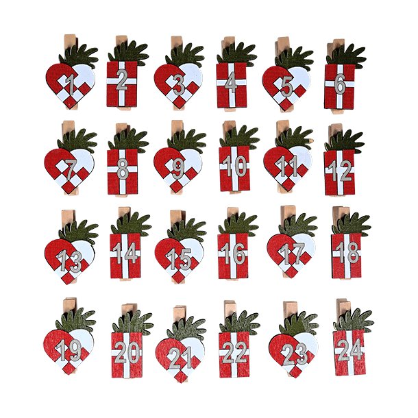 Trklemmer til pakkekalender 24 stk