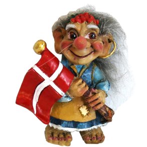 Figur Trold Med Dannebrogs Flag 9cm