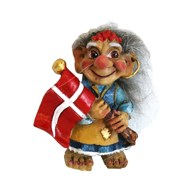 Figur Trold Med Dannebrogs Flag 9cm