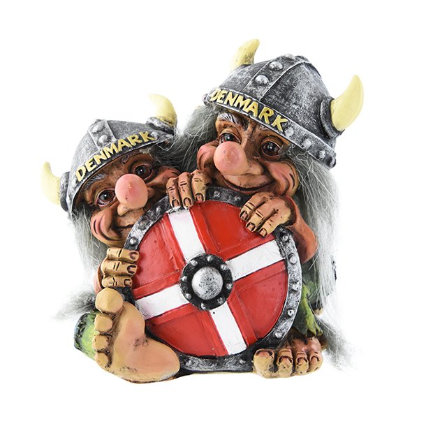 Figur Vinkingetrolde Med Danmarks Skjold 9cm