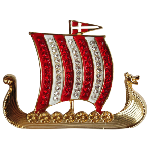 Magnet Vikingeskib Med Dannebrogsflag 