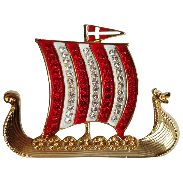 Magnet Vikingeskib Med Dannebrogsflag 