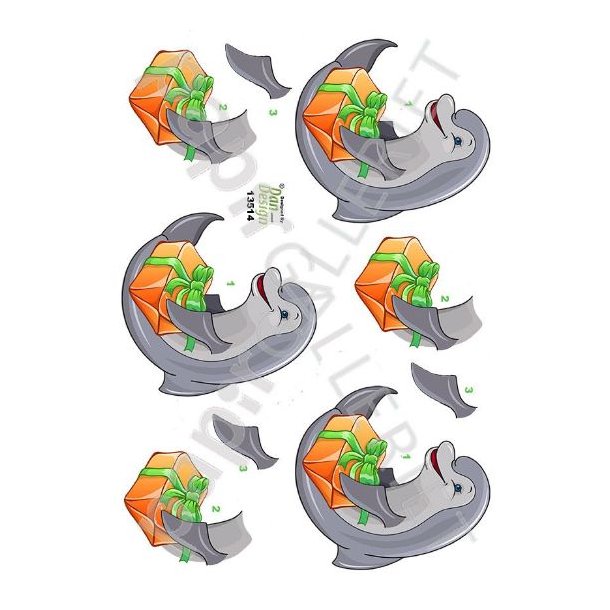 3D Ark Dan-Design Delfin med gave 13514