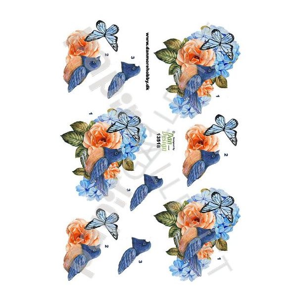 3D Ark Dan-Design BlomsterFugl 13518