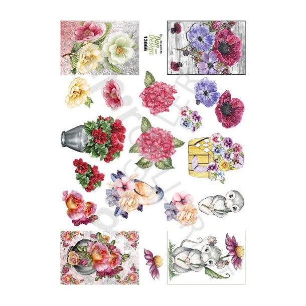 3D Ark Dan-Design Minikort Blomster 13666