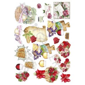 3D Ark Dan-Design Minikort Blomster - Vin - l 13684