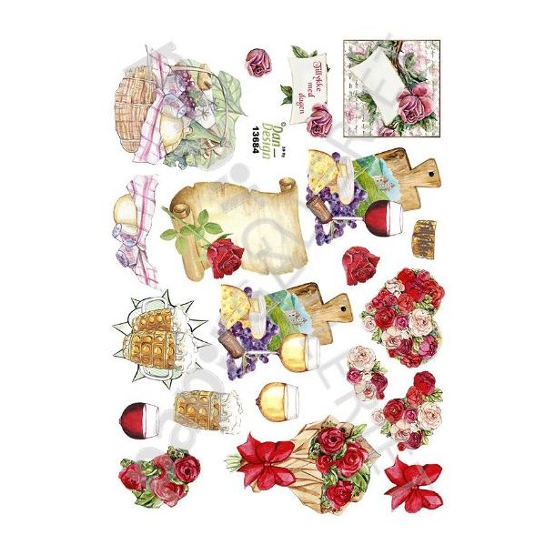 3D Ark Dan-Design Minikort Blomster - Vin - l 13684