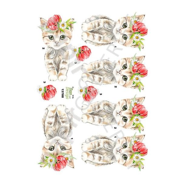 3D Ark Dan-Design Kat - Blomster 13788