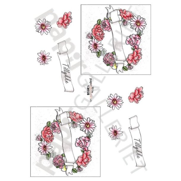 3D Ark Papirgalleriet.dk Hjerte Blomst 13865