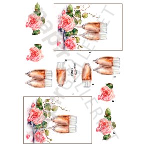 3D Ark Papirgalleriet.dk Champagne & Roser 13916