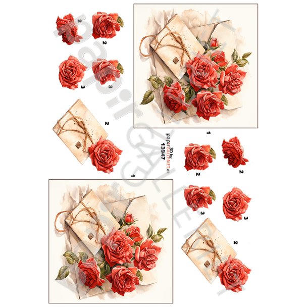 3D Ark By Papirgalleriet.dk Roser 13947