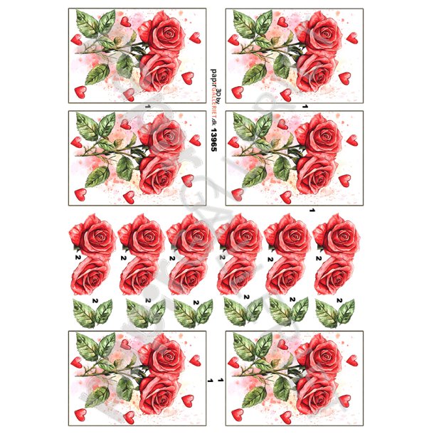 3D Ark By Papirgalleriet.dk Minikort Roser 13965