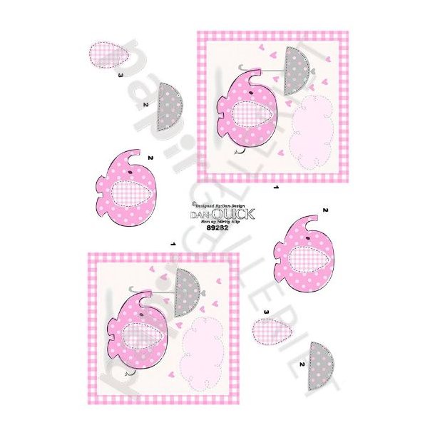3D Dan-Quick Baby - Barnedb - BabyShower Elefant Lyserd 89282