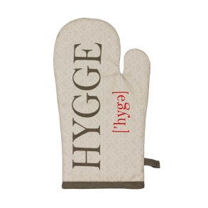 Grillhandske Hygge Med Hjerte Print - 100 % Organisk Bomuld