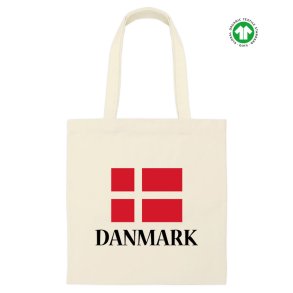 Mulepose kologisk Naturfarvet  Bomuld - Danmark Dannebrog Flag