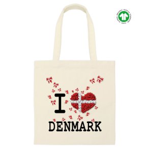 Mulepose kologisk Naturfarvet Bomuld - I Love Danmark