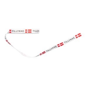 Satinbnd Med Dannebrogs Falg & Tillykke - 9 MM X 5 M