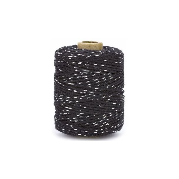 Bomuldssnor Lurex Twist 2mmx50m Slv/Sort 2020360