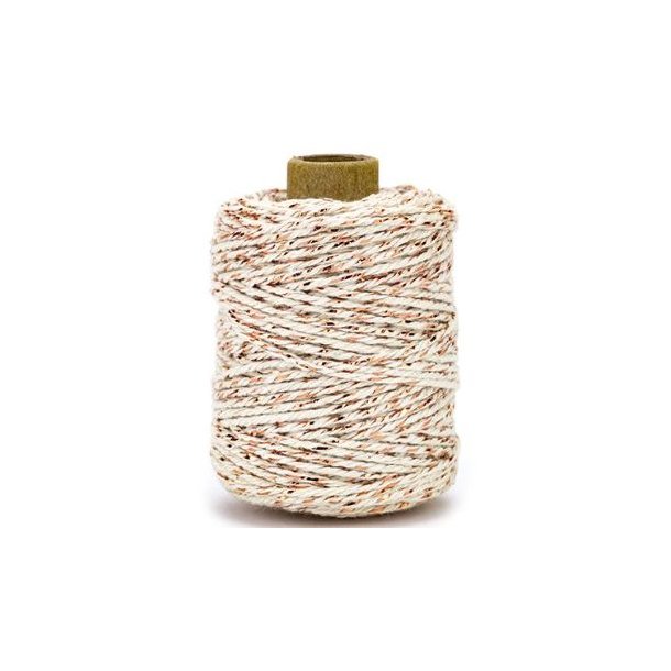 Bomuldssnor Lurex Twist 2mmx50m Roseguld/Creme 