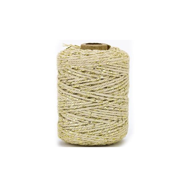 Bomuldssnor Lurex Twist 2mmx50m Guld/Naturfarvet 