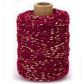 Bomuldssnor Lurex Twist 2mmx50m Guld/Bordeaux 