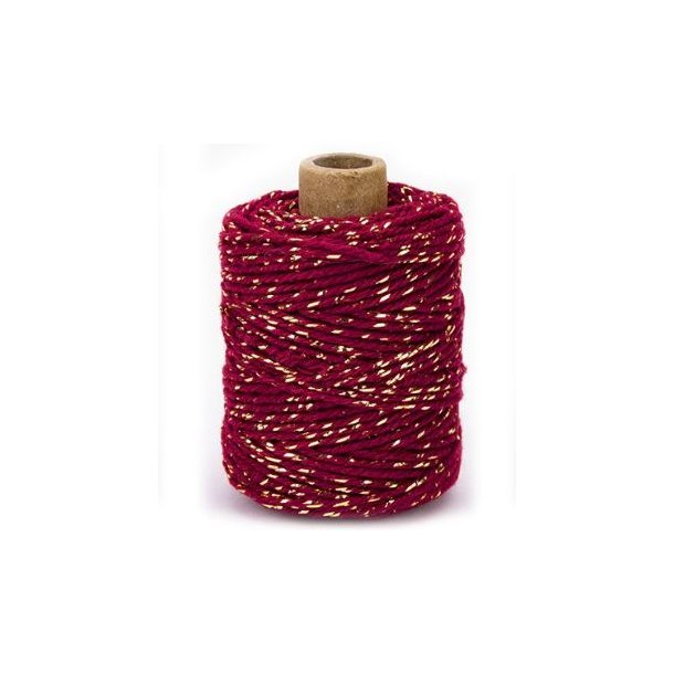 Bomuldssnor Lurex Twist 2mmx50m Guld/Bordeaux 