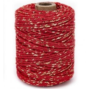 Bomuldssnor Lurex Twist 2mmx50m Guld/Mrk Rd 