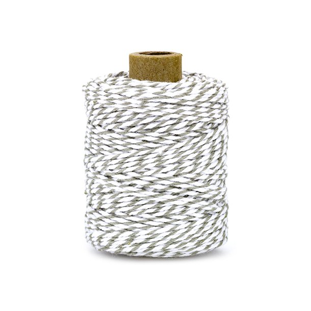 Bomuldssnor Twine Gr/Hvid 2mmx50m