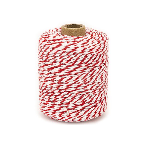 Bomuldssnor Twine Rd/Hvid 2mmx50m