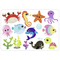 Stencil Tegn / Male Skabelon Havets Dyr