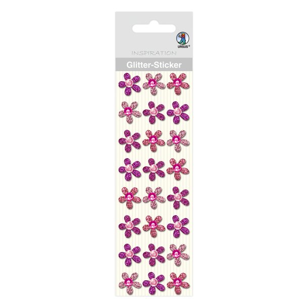 Selvklbende Glitter Blomster Med Rhinsten 24stk/1.8cm