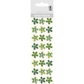 Selvklbende Glitter Blomster Med Rhinsten 24stk/1.8cm