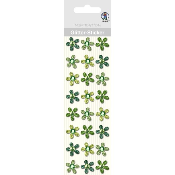 Selvklbende Glitter Blomster Med Rhinsten 24stk/1.8cm