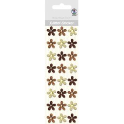 Selvklbende Glitter Blomster Med Rhinsten 24stk/1.8cm