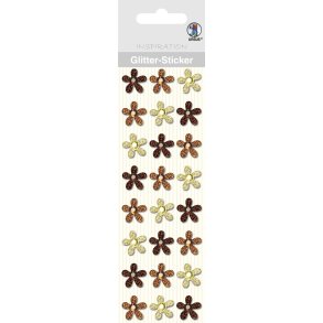 Selvklbende Glitter Blomster Med Rhinsten 24stk/1.8cm