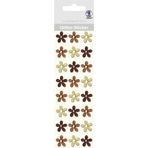 Selvklbende Glitter Blomster Med Rhinsten 24stk/1.8cm