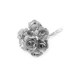 Papirblomster Metallic S�lv 12 stk