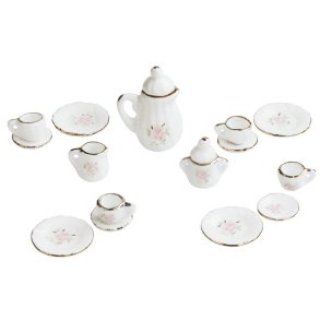 Mini Kaffestel Med Guldkant - 15 Dele