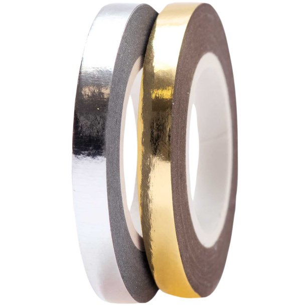 Washi Dekorations Tape Metallic Guld &amp; Slv 2x10mx5mm